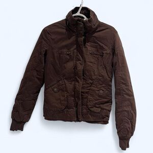 Bershka Dark Brown Bomber Jacket